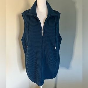 CJ Banks - Dark Teal Zip-Up Sweater Vest - Size 1X